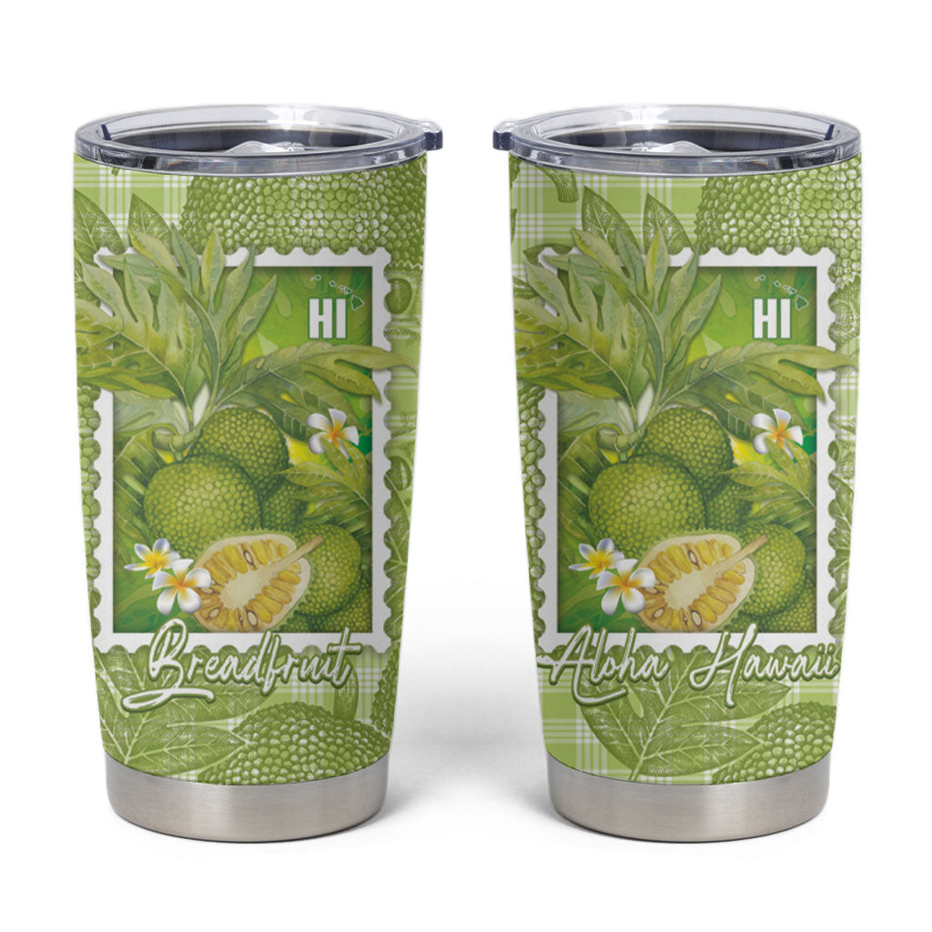 Aloha Hawaii Ulu Palaka Motifs Tumbler Cup Hawaiian Breadfruit Stylized Stamp