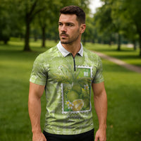 Aloha Hawaii Ulu Palaka Motifs Zipper Polo Shirt Hawaiian Breadfruit Stylized Stamp LT14 - Polynesian Pride