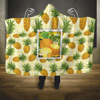 Aloha Hawaii Hala Kahiki Palaka Motifs Hooded Blanket Hawaiian Pineapple Stylized Stamp LT14 - Polynesian Pride