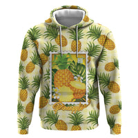 Aloha Hawaii Hala Kahiki Palaka Motifs Hoodie Hawaiian Pineapple Stylized Stamp LT14 Pullover Hoodie Yellow - Polynesian Pride