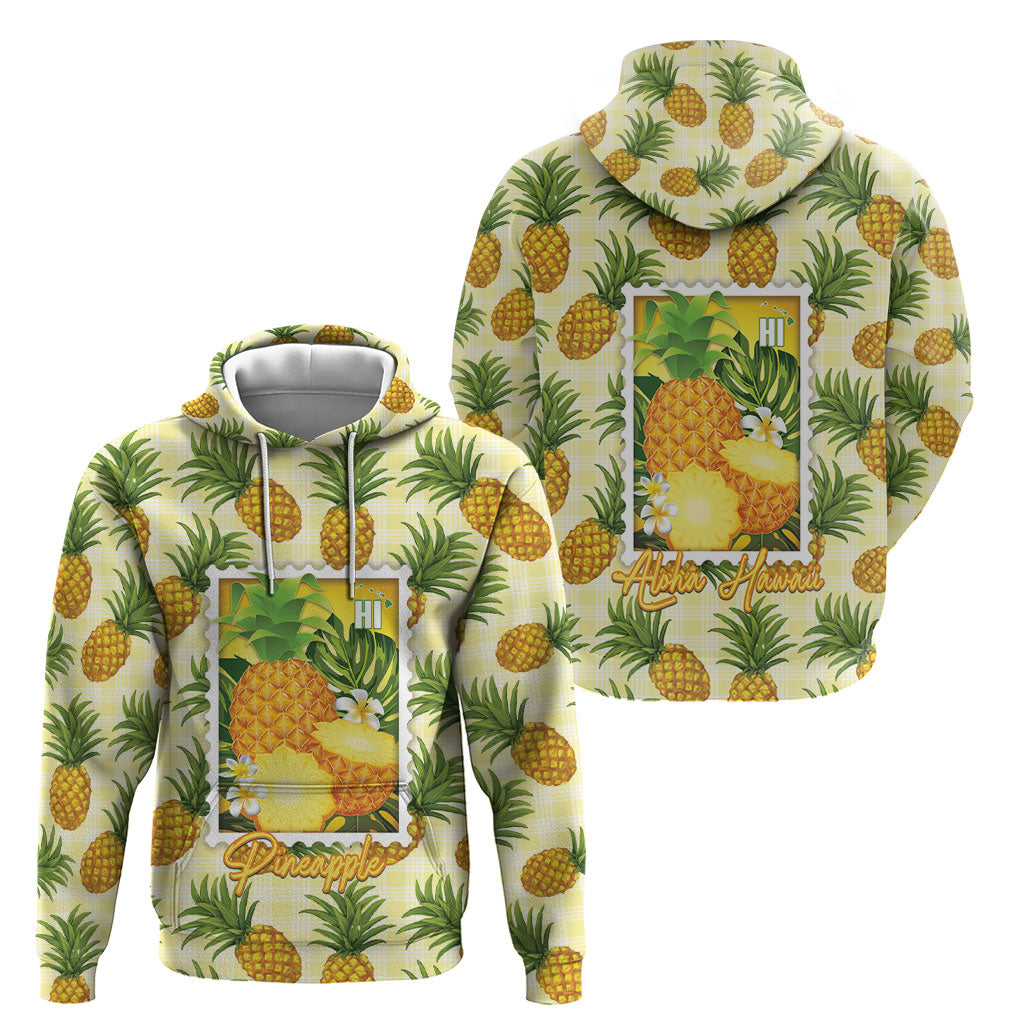 Aloha Hawaii Hala Kahiki Palaka Motifs Hoodie Hawaiian Pineapple Stylized Stamp LT14 - Polynesian Pride