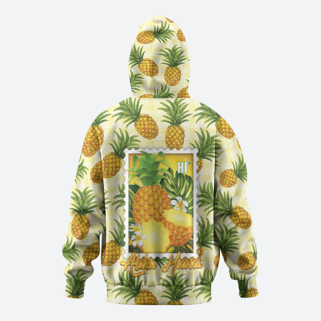 Aloha Hawaii Hala Kahiki Palaka Motifs Hoodie Hawaiian Pineapple Stylized Stamp LT14 - Polynesian Pride