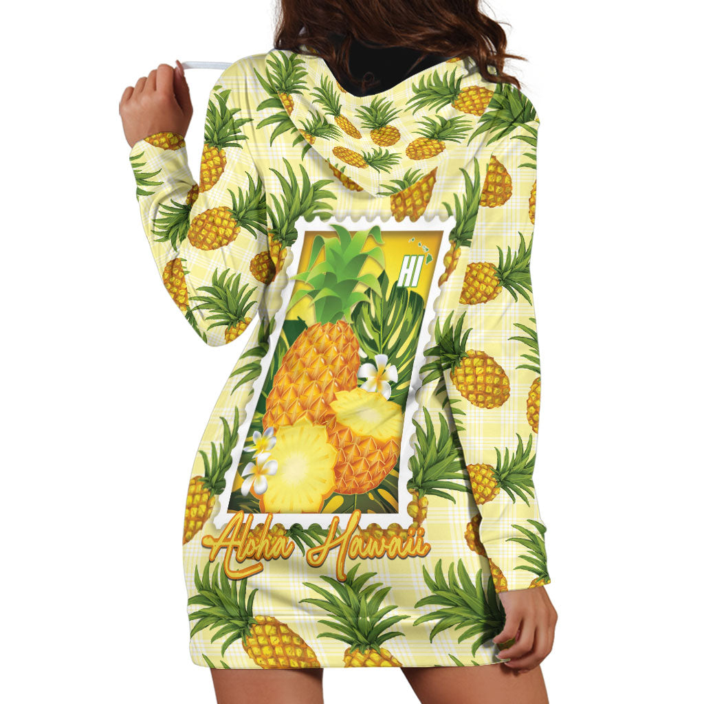 Aloha Hawaii Hala Kahiki Palaka Motifs Hoodie Dress Hawaiian Pineapple Stylized Stamp LT14 - Polynesian Pride