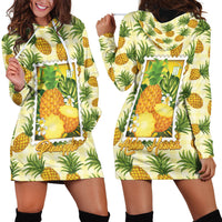 Aloha Hawaii Hala Kahiki Palaka Motifs Hoodie Dress Hawaiian Pineapple Stylized Stamp LT14 - Polynesian Pride