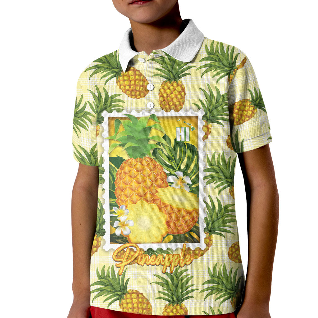 Aloha Hawaii Hala Kahiki Palaka Motifs Kid Polo Shirt Hawaiian Pineapple Stylized Stamp