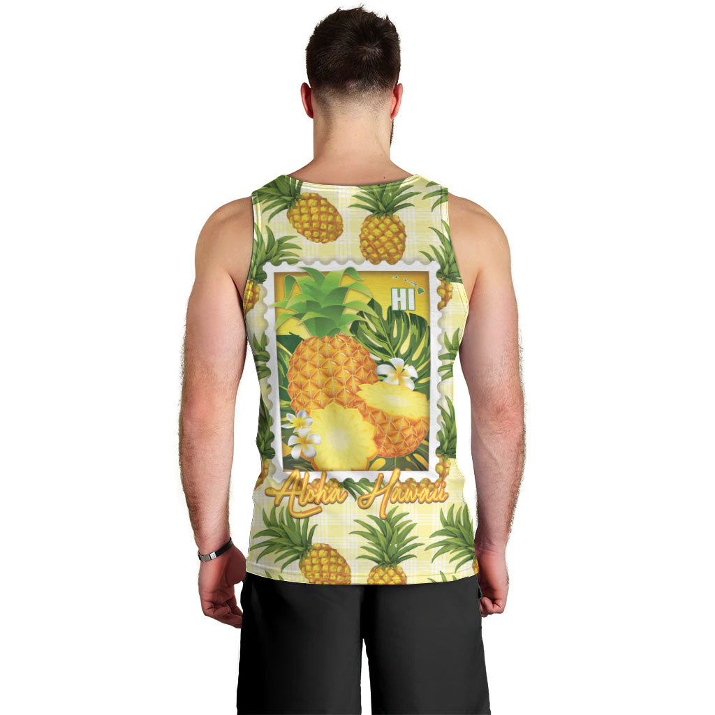 Aloha Hawaii Hala Kahiki Palaka Motifs Men Tank Top Hawaiian Pineapple Stylized Stamp LT14 - Polynesian Pride