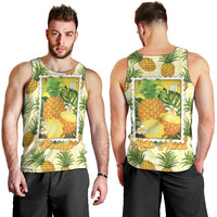 Aloha Hawaii Hala Kahiki Palaka Motifs Men Tank Top Hawaiian Pineapple Stylized Stamp LT14 - Polynesian Pride