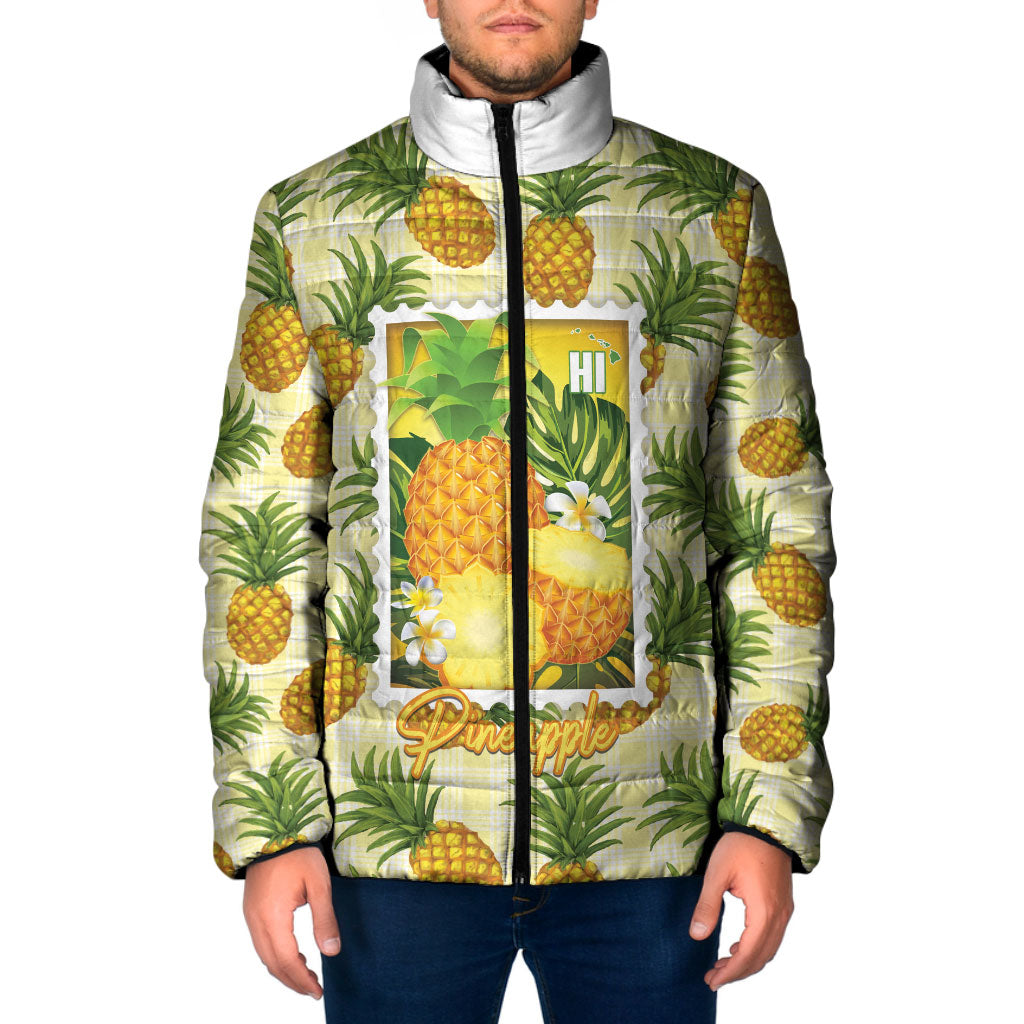 Aloha Hawaii Hala Kahiki Palaka Motifs Padded Jacket Hawaiian Pineapple Stylized Stamp