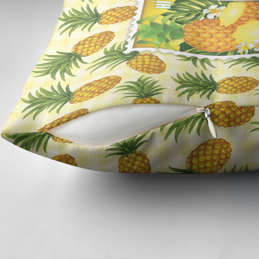 Aloha Hawaii Hala Kahiki Palaka Motifs Pillow Cover Hawaiian Pineapple Stylized Stamp LT14 - Polynesian Pride
