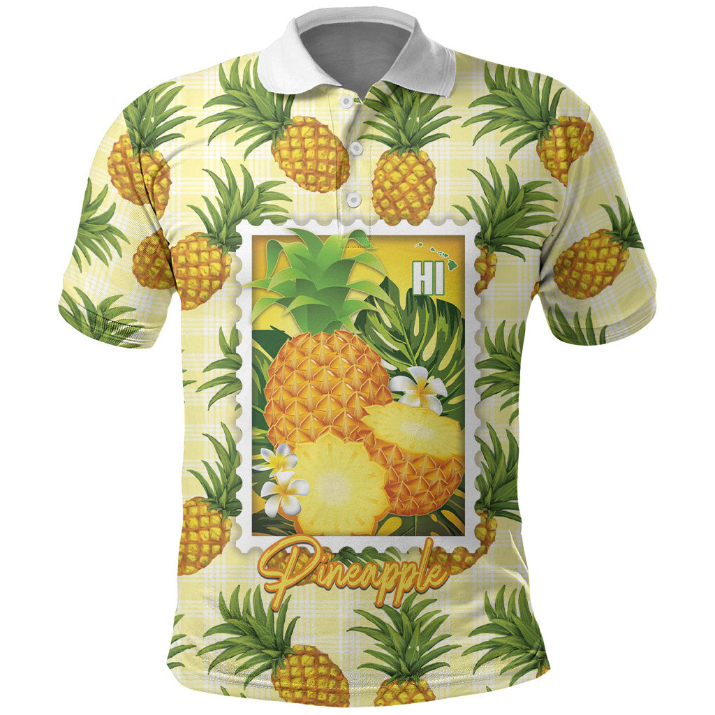 Aloha Hawaii Hala Kahiki Palaka Motifs Polo Shirt Hawaiian Pineapple Stylized Stamp