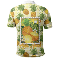 Aloha Hawaii Hala Kahiki Palaka Motifs Polo Shirt Hawaiian Pineapple Stylized Stamp LT14 - Polynesian Pride