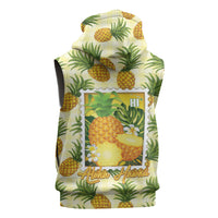 Aloha Hawaii Hala Kahiki Palaka Motifs Sleeveless Hoodie Hawaiian Pineapple Stylized Stamp LT14 - Polynesian Pride