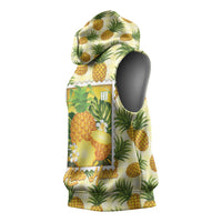 Aloha Hawaii Hala Kahiki Palaka Motifs Sleeveless Hoodie Hawaiian Pineapple Stylized Stamp LT14 - Polynesian Pride