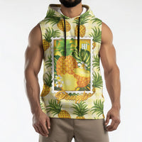 Aloha Hawaii Hala Kahiki Palaka Motifs Sleeveless Hoodie Hawaiian Pineapple Stylized Stamp LT14 - Polynesian Pride