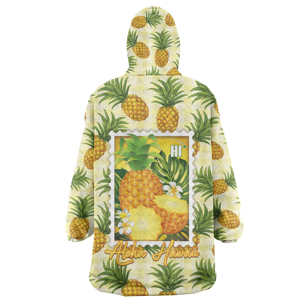 Aloha Hawaii Hala Kahiki Palaka Motifs Wearable Blanket Hoodie Hawaiian Pineapple Stylized Stamp LT14 - Polynesian Pride