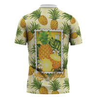 Aloha Hawaii Hala Kahiki Palaka Motifs Zipper Polo Shirt Hawaiian Pineapple Stylized Stamp LT14 - Polynesian Pride