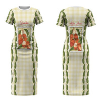 Aloha Hawaii Rambutan Palaka Motifs Couples Matching Short Sleeve Bodycon Dress and Long Sleeve Button Shirt Hawaiian Fruit Stylized Stamp LT14 - Polynesian Pride