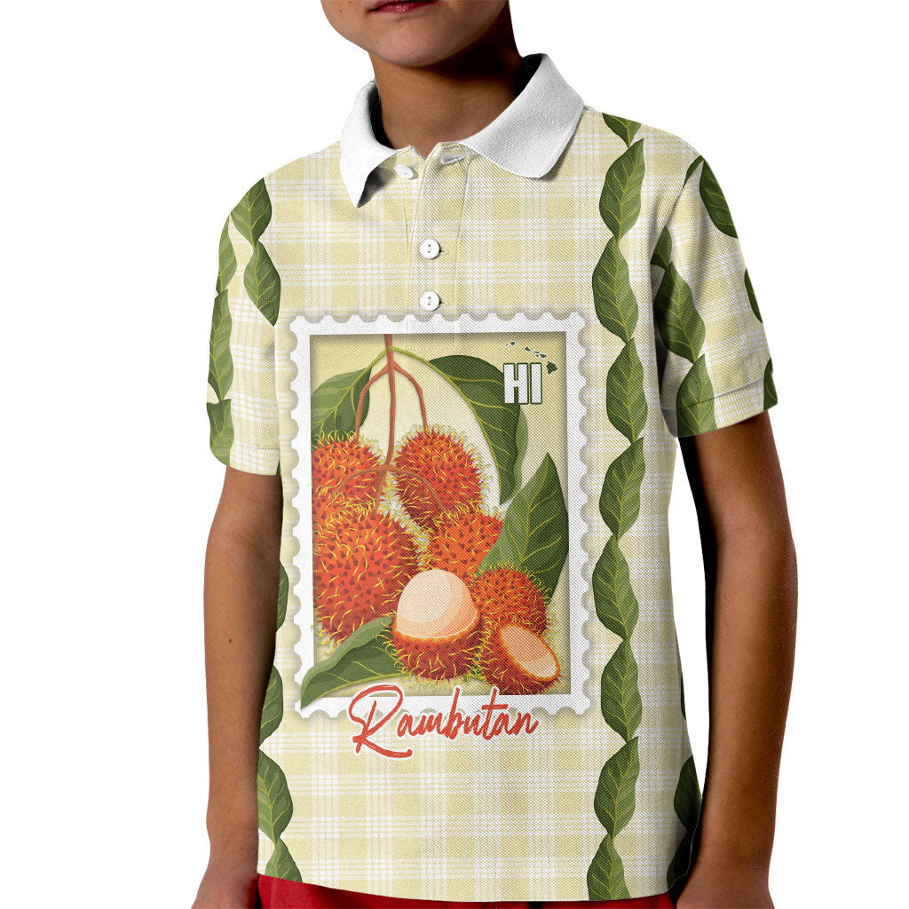 Aloha Hawaii Rambutan Palaka Motifs Kid Polo Shirt Hawaiian Fruit Stylized Stamp