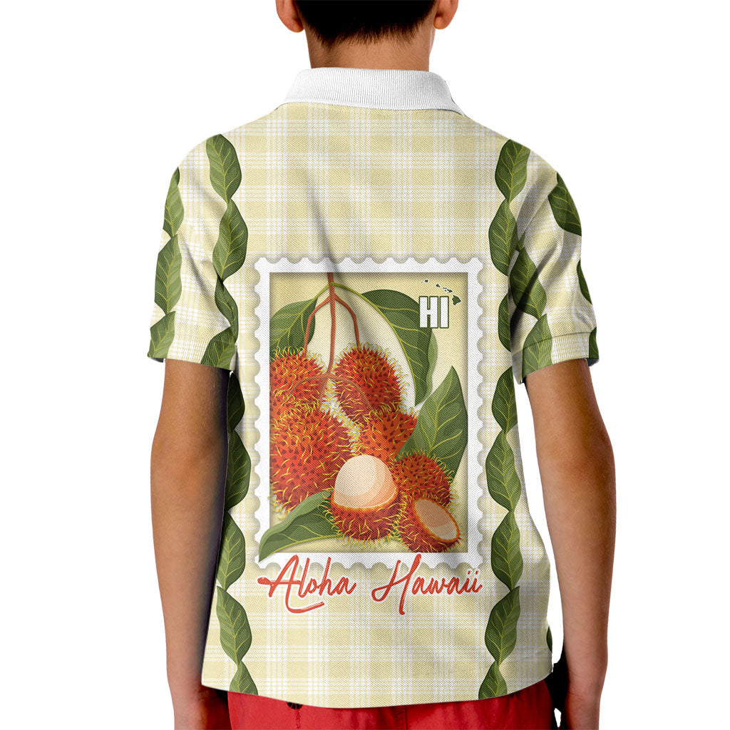 Aloha Hawaii Rambutan Palaka Motifs Kid Polo Shirt Hawaiian Fruit Stylized Stamp LT14 - Polynesian Pride