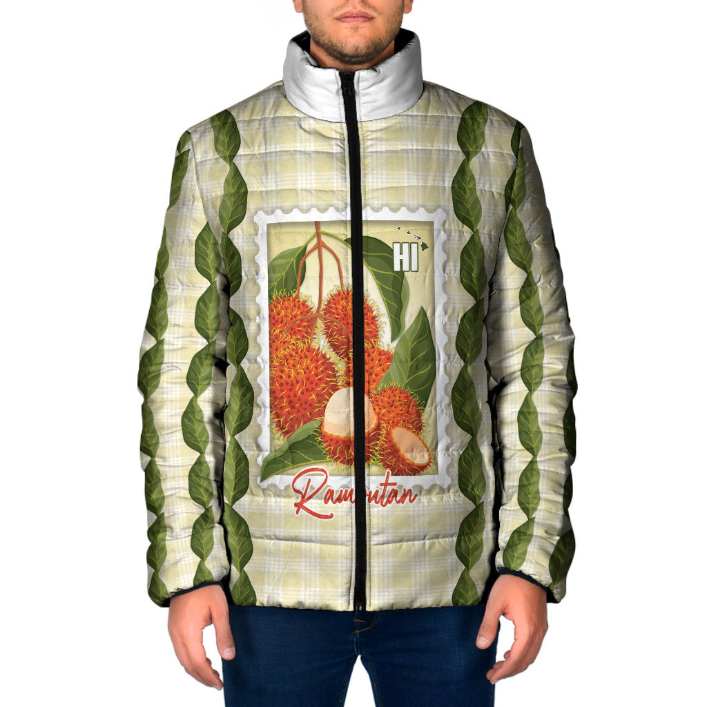 Aloha Hawaii Rambutan Palaka Motifs Padded Jacket Hawaiian Fruit Stylized Stamp