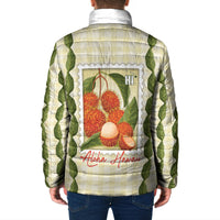 Aloha Hawaii Rambutan Palaka Motifs Padded Jacket Hawaiian Fruit Stylized Stamp