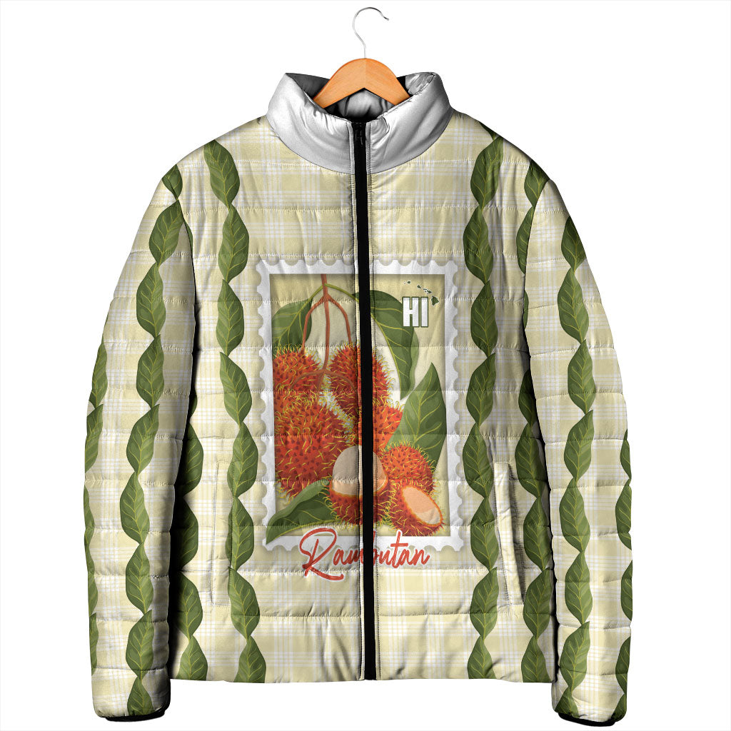 Aloha Hawaii Rambutan Palaka Motifs Padded Jacket Hawaiian Fruit Stylized Stamp