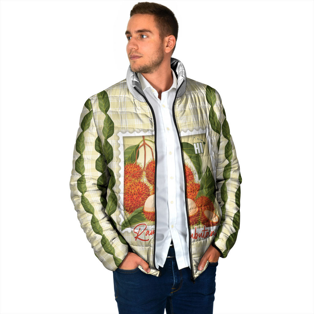 Aloha Hawaii Rambutan Palaka Motifs Padded Jacket Hawaiian Fruit Stylized Stamp