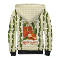 Aloha Hawaii Rambutan Palaka Motifs Sherpa Hoodie Hawaiian Fruit Stylized Stamp LT14 - Polynesian Pride