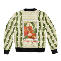 Aloha Hawaii Rambutan Palaka Motifs Sleeve Zip Bomber Jacket Hawaiian Fruit Stylized Stamp LT14 - Polynesian Pride