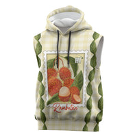 Aloha Hawaii Rambutan Palaka Motifs Sleeveless Hoodie Hawaiian Fruit Stylized Stamp LT14 Yellow - Polynesian Pride