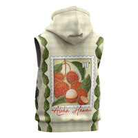 Aloha Hawaii Rambutan Palaka Motifs Sleeveless Hoodie Hawaiian Fruit Stylized Stamp LT14 - Polynesian Pride