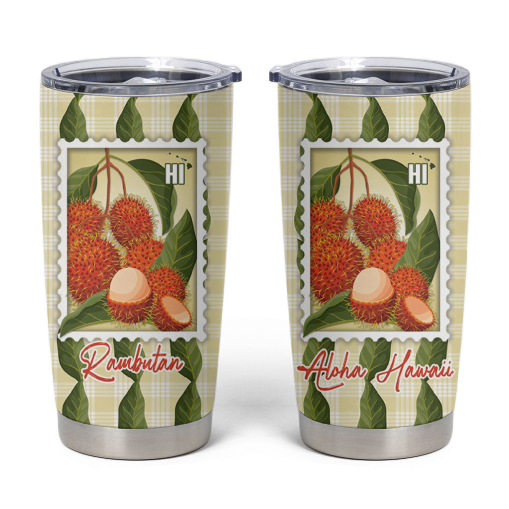 Aloha Hawaii Rambutan Palaka Motifs Tumbler Cup Hawaiian Fruit Stylized Stamp