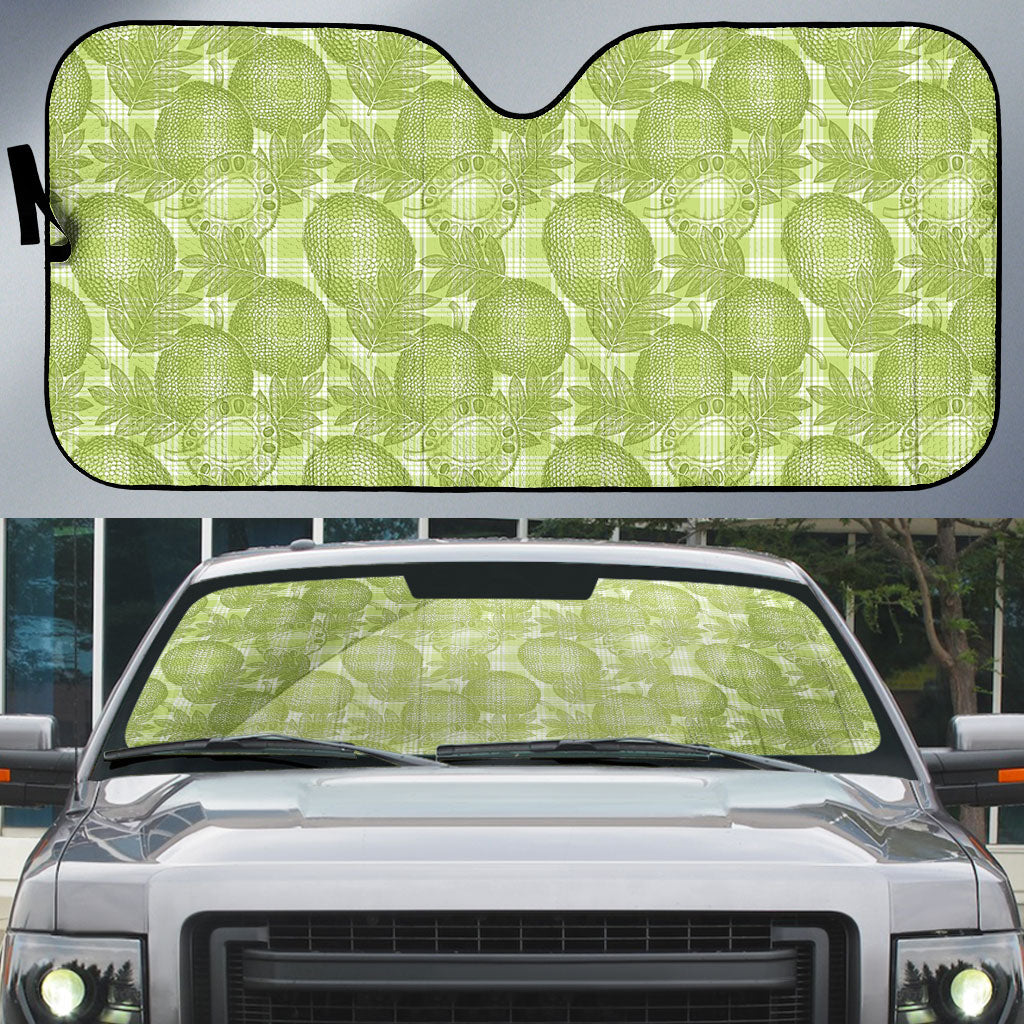 Omaomao Hawaii Breadfruit Palaka Motifs Auto Sun Shade