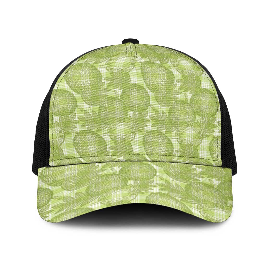 Omaomao Hawaii Breadfruit Palaka Motifs Baseball Net Cap LT14 One Size Black Green - Polynesian Pride