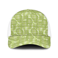 Omaomao Hawaii Breadfruit Palaka Motifs Baseball Net Cap LT14 One Size White Green - Polynesian Pride