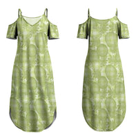 Omaomao Hawaii Breadfruit Palaka Motifs Couples Matching Summer Maxi Dress and Long Sleeve Button Shirt LT14 - Polynesian Pride