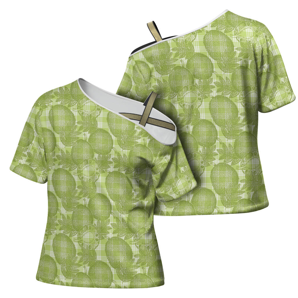 Omaomao Hawaii Breadfruit Palaka Motifs Cross Shoulder Shirt LT14 - Polynesian Pride