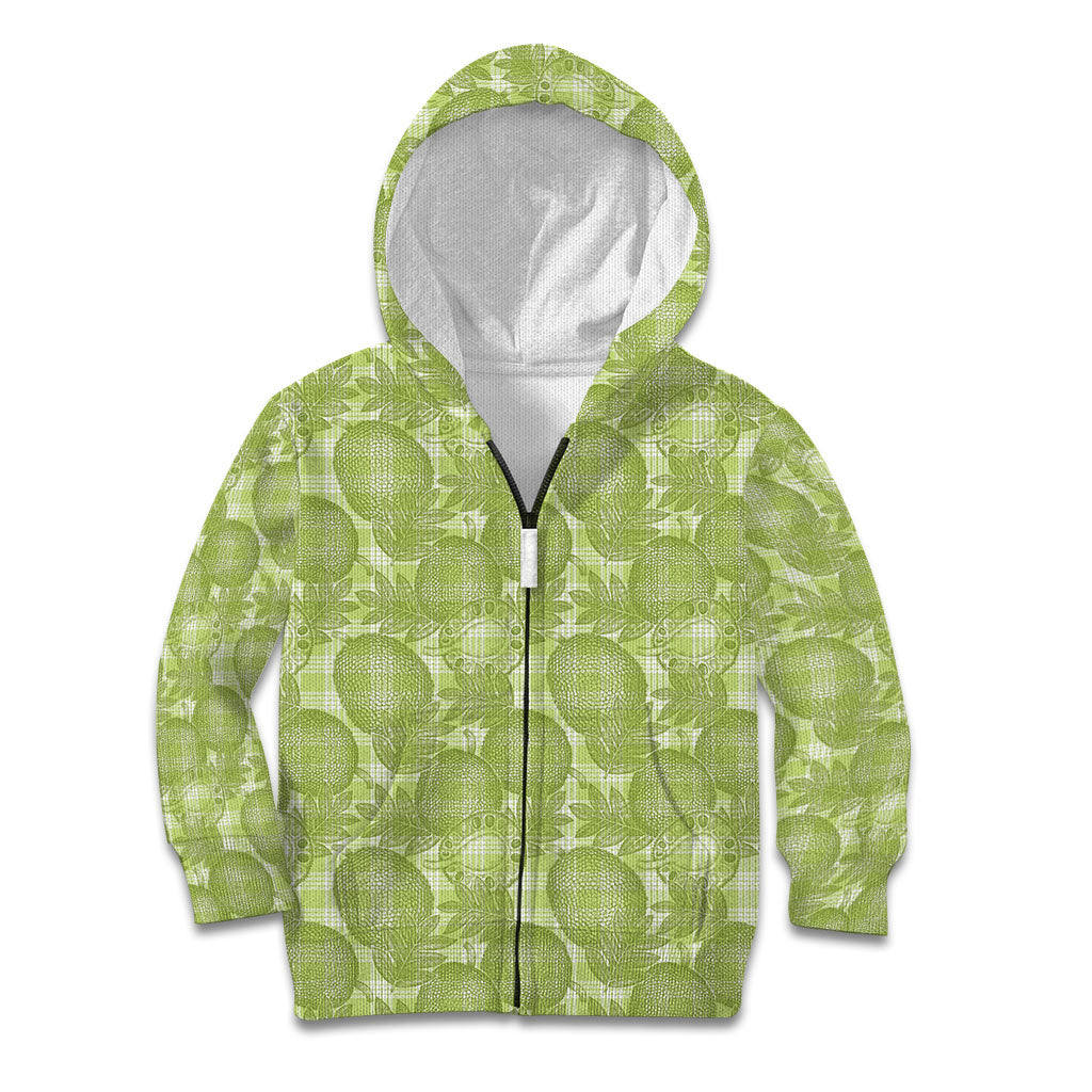 Omaomao Hawaii Breadfruit Palaka Motifs Kid Hoodie LT14 Zip Hoodie Green - Polynesian Pride