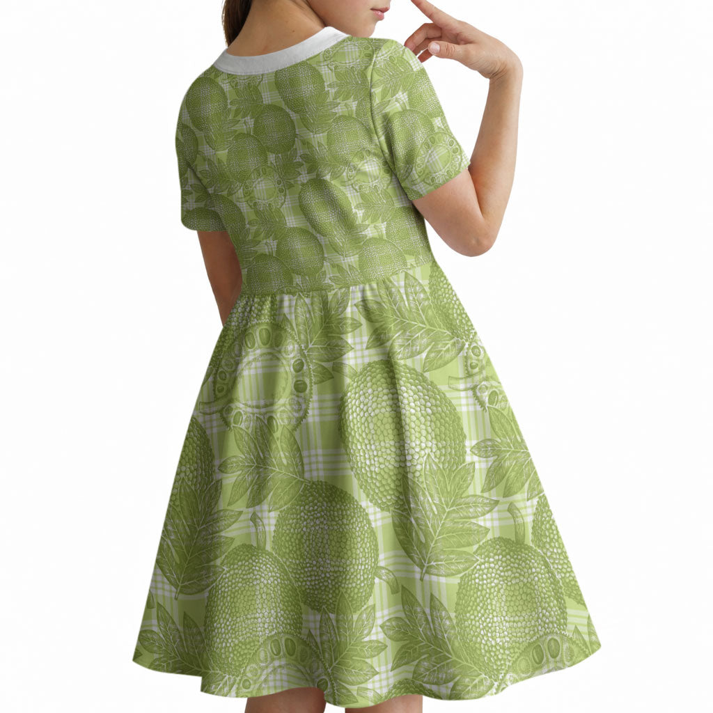 Omaomao Hawaii Breadfruit Palaka Motifs Kid Short Sleeve Dress