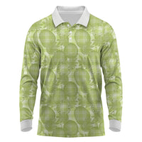 Omaomao Hawaii Breadfruit Palaka Motifs Long Sleeve Polo Shirt LT14 Green - Polynesian Pride