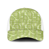 Omaomao Hawaii Breadfruit Palaka Motifs Mesh Trucker Cap LT14 One Size White Green - Polynesian Pride