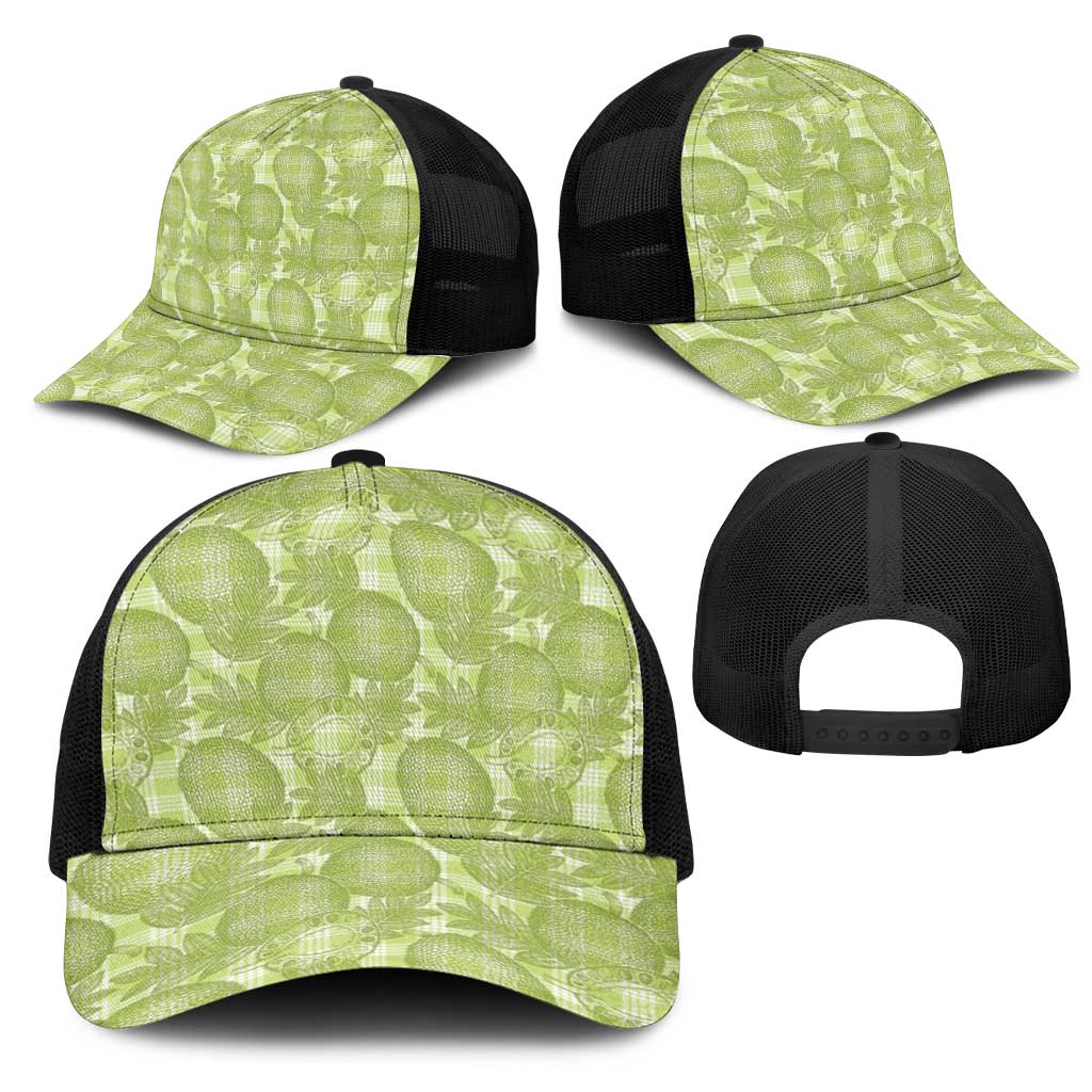Omaomao Hawaii Breadfruit Palaka Motifs Mesh Trucker Cap LT14 - Polynesian Pride