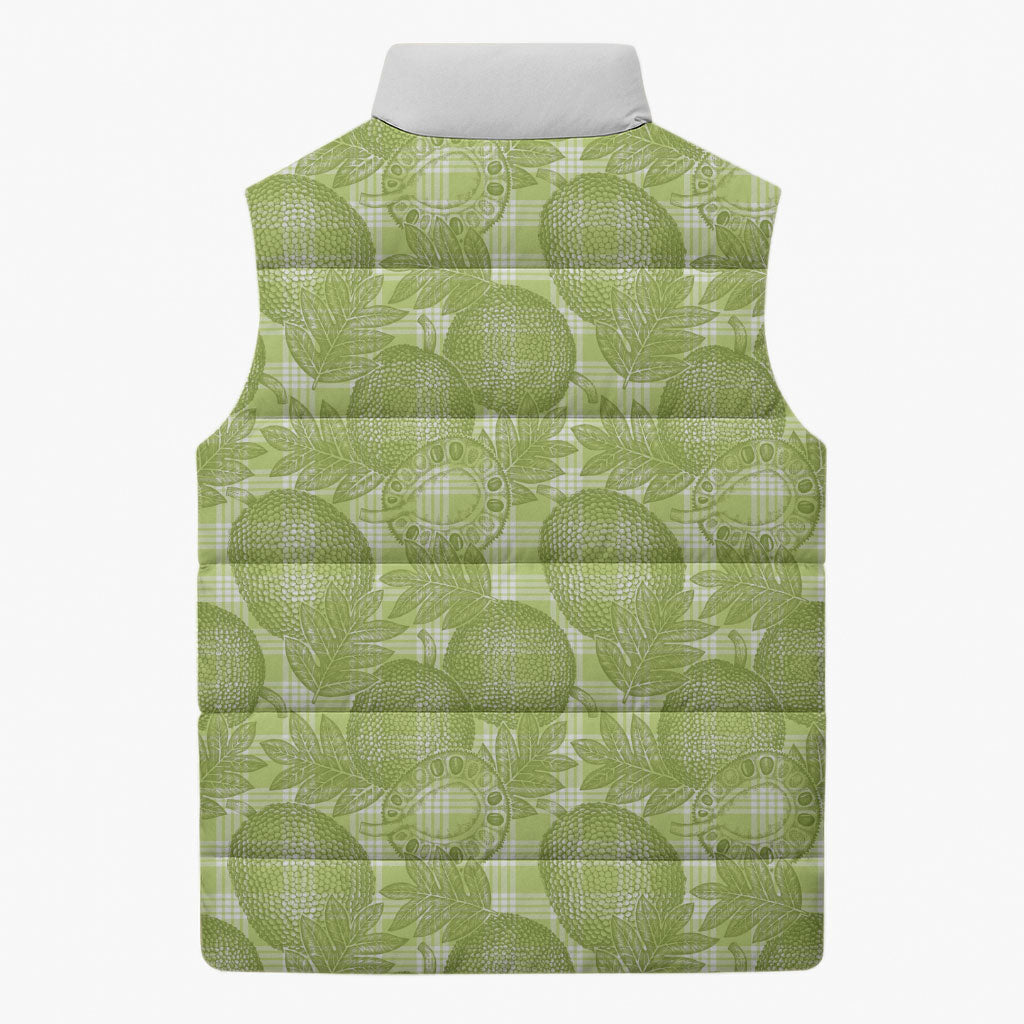 Omaomao Hawaii Breadfruit Palaka Motifs Sleeveless Puffer Jacket LT14 - Polynesian Pride