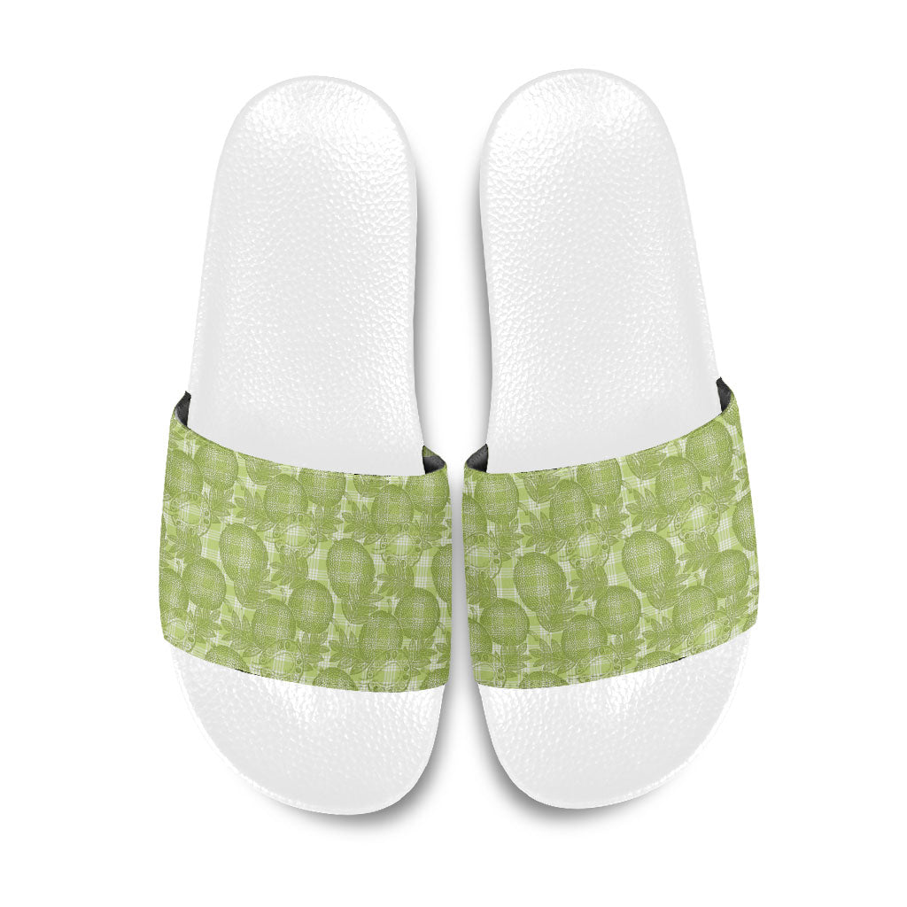 Omaomao Hawaii Breadfruit Palaka Motifs Slide Sandals LT14 Green - Polynesian Pride