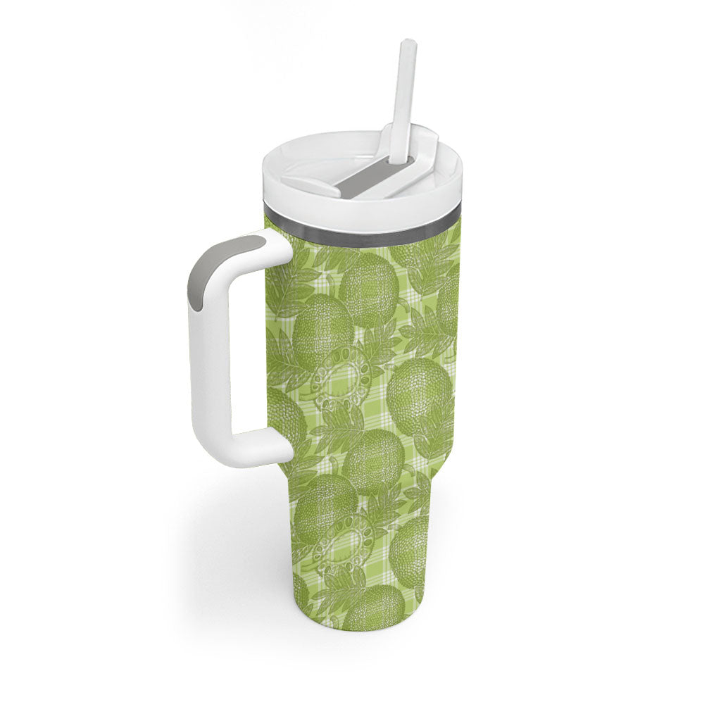 Omaomao Hawaii Breadfruit Palaka Motifs Tumbler With Handle LT14 - Polynesian Pride