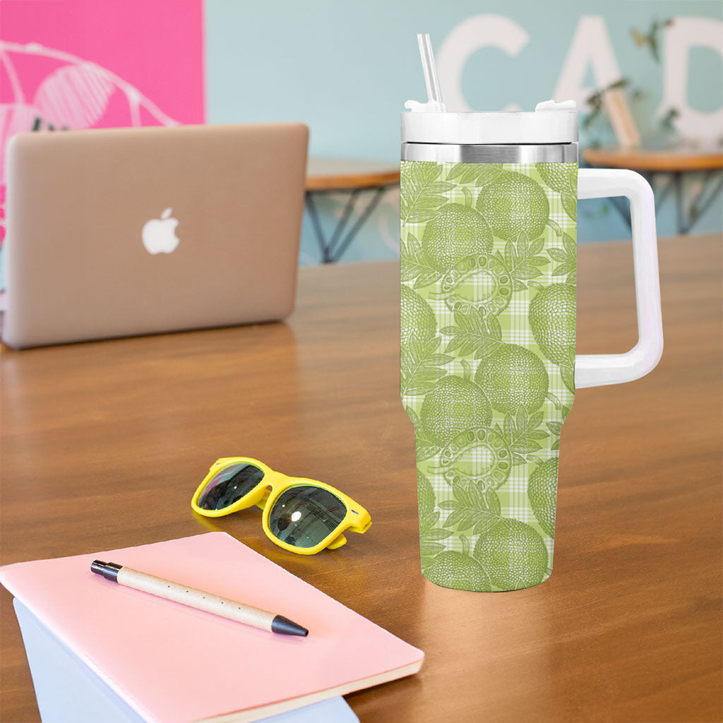 Omaomao Hawaii Breadfruit Palaka Motifs Tumbler With Handle LT14 - Polynesian Pride