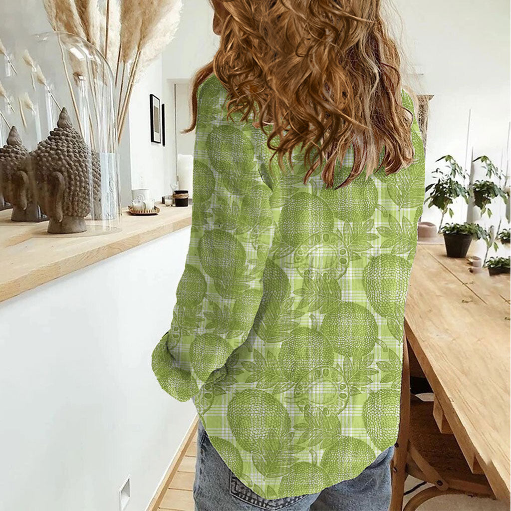 Omaomao Hawaii Breadfruit Palaka Motifs Women Casual Shirt LT14 - Polynesian Pride
