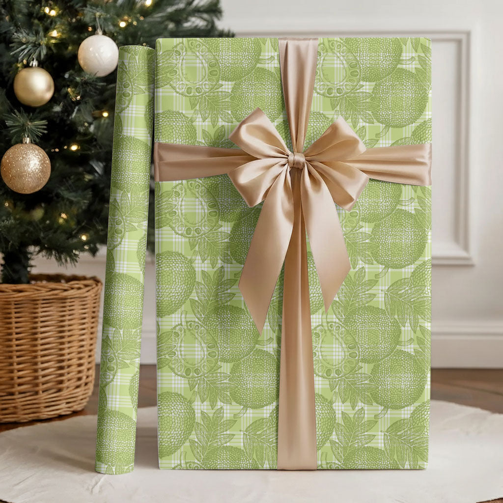 Omaomao Hawaii Breadfruit Palaka Motifs Wrapping Paper LT14 - Polynesian Pride