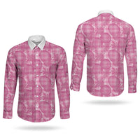 Alaka Hawaii Breadfruit Palaka Motifs Couples Matching Off The Shoulder Long Sleeve Dress and Long Sleeve Button Shirt LT14 - Polynesian Pride