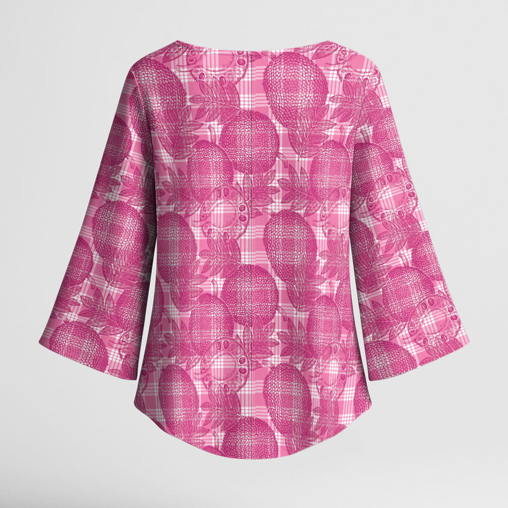 Alaka Hawaii Breadfruit Palaka Motifs Kimono Sleeve Blouse LT14 - Polynesian Pride